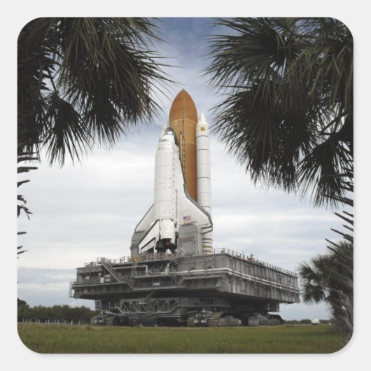 Palmetto-bomen lijst space shuttle Endeavor Vierkante Sticker (Voorkant)