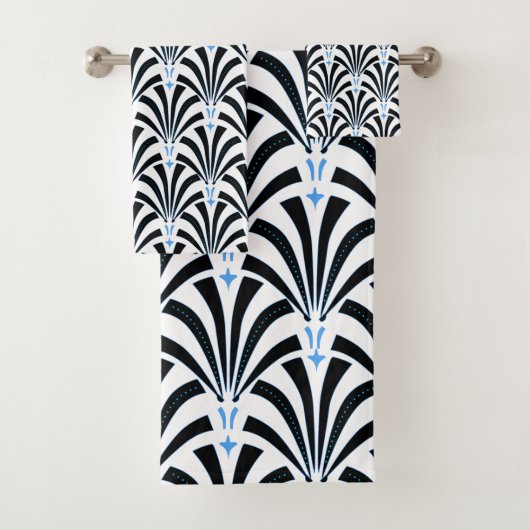 Palmettos blancs et bleus de noir d'art déco des (En situation)