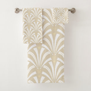 Palmettos de Taupe et de blanc d'art déco des