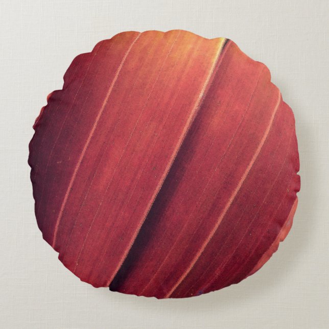 Palmfronten in Rust en Gold Rond Kussen (Voorkant)