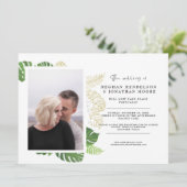 Palmgroen Virtuele Foto Huwelijksuitnodiging (Staand voorkant)