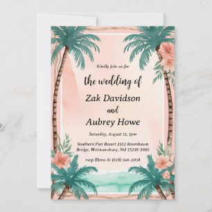 palmier boho beach invitations de mariage