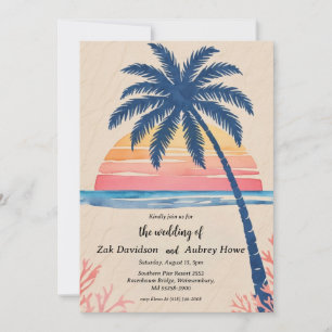 palmier boho beach invitations de mariage