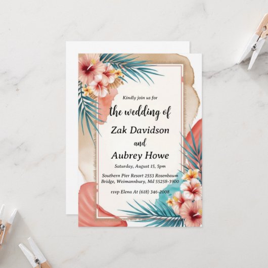 palmier boho beach invitations de mariage (Devant/Arrière en situation)