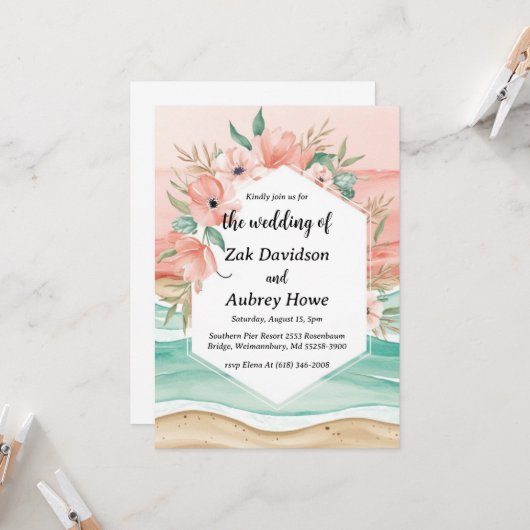 palmier boho beach invitations de mariage (Devant/Arrière en situation)