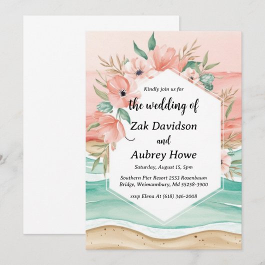 palmier boho beach invitations de mariage (Devant / Derrière)