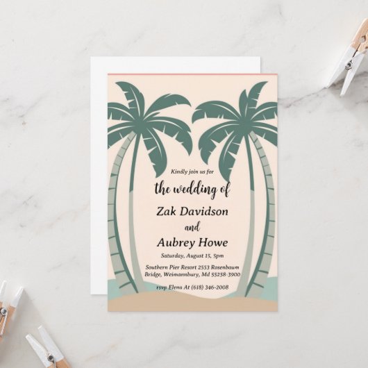 palmier boho beach invitations de mariage (Devant/Arrière en situation)