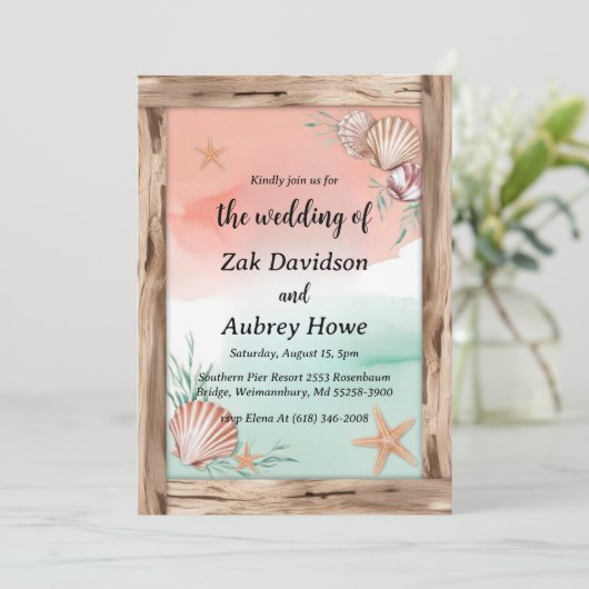 palmier boho beach invitations de mariage (Debout devant)