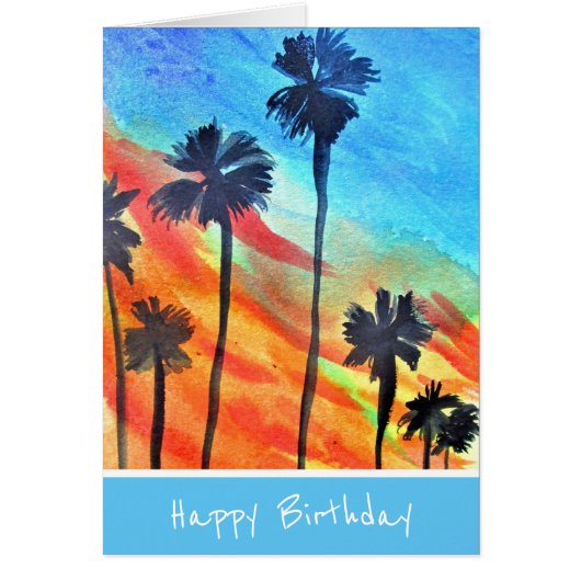 Palmier coucher de soleil plage surf art (Devant)