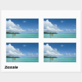 Palmier dans Bora Bora lagon autocollant rectangul (Feuille)