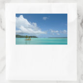 Palmier dans Bora Bora lagon autocollant rectangul (Sac)