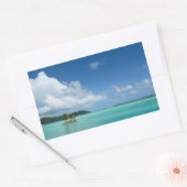 Palmier dans Bora Bora lagon autocollant rectangul (Enveloppe)