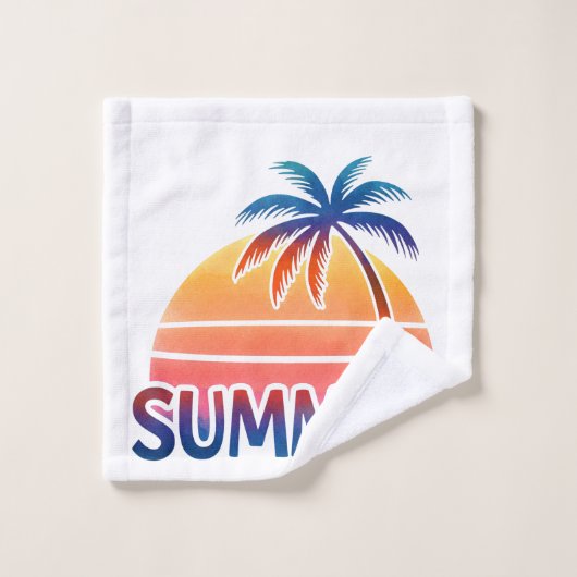 Palmier de coucher de soleil rétro (Gant de toilette)