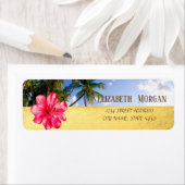 Palmier de plage, Hibiscus, Or Étiquette d'adres (En situation)