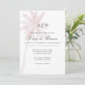 Palmier Faire-part de mariage rose blanc Vintage (Debout devant)