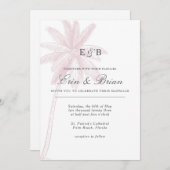 Palmier Faire-part de mariage rose blanc Vintage (Devant / Derrière)