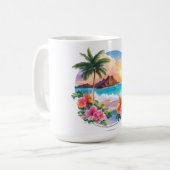 Palmier majestueux et coucher de soleil en Mug (Devant gauche)