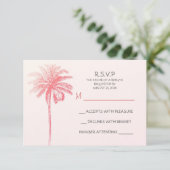 palmier rose blanc mariage plage carte RSVP (Debout devant)