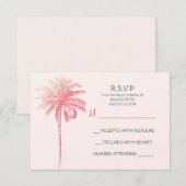 palmier rose blanc mariage plage carte RSVP (Devant / Derrière)
