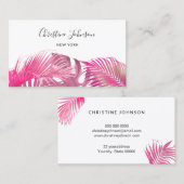 palmier rose et violet feuille carte de visite (Devant / Derrière)