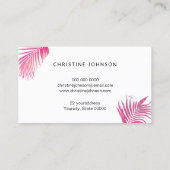 palmier rose et violet feuille carte de visite (Dos)