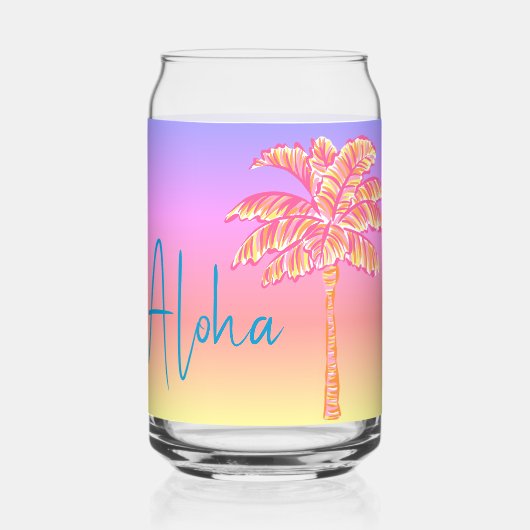 Palmier rose Tropical Coucher de soleil Aloha (Recto)