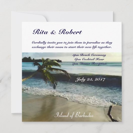 Palmier | Semi-brillant faire-part de mariage (Devant)