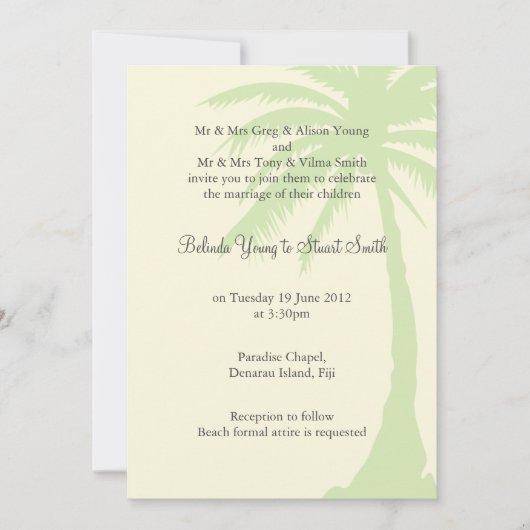 Palmier simple Faire-part de mariage 2 (Devant)