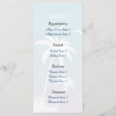 Palmier tropical bleu, mariage de plage rose Menu (Dos)
