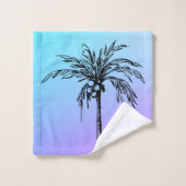 Palmier Tropical Ciel bleu violet noir (Gant de toilette)