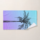 Palmier Tropical Ciel bleu violet noir (Serviette à main)