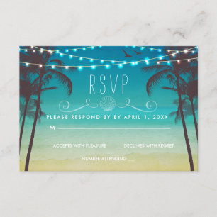 Palmier tropical de carte du mariage de plage RSVP