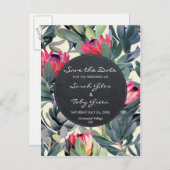 palmier tropical floral enregistrer la date carte  (Devant / Derrière)