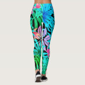 Palmier tropical fluo feuille leggings (Dos)