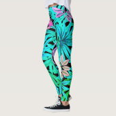 Palmier tropical fluo feuille leggings (Gauche)
