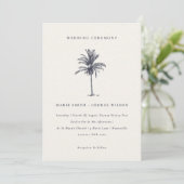 Palmier tropical Marine Kraft Wedding Invitation (Debout devant)
