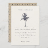 Palmier tropical Marine Kraft Wedding Invitation (Devant / Derrière)