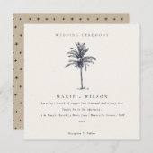 Palmier tropical Marine Kraft Wedding Invitation (Devant / Derrière)