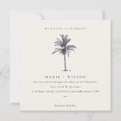 Palmier tropical Marine Kraft Wedding Invitation (Devant)