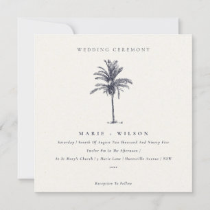 Palmier tropical Marine Kraft Wedding Invitation
