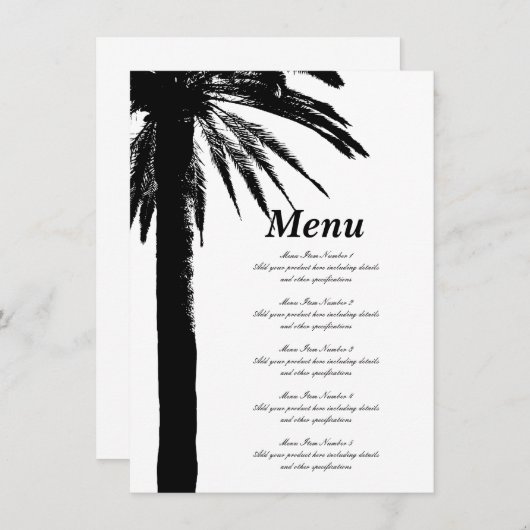 Palmier tropical menu de mariage modèle (Devant / Derrière)