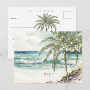 palmier tropical plage mariage rsvp carte postale