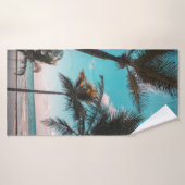 PALMIER TROPICAL RETRO EN BORD DE PLAGE (Serviette de bain)