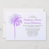 palmier violet blanc plage invitation mariage (Devant)