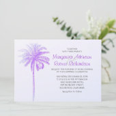 palmier violet blanc plage invitation mariage (Debout devant)