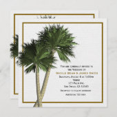 Palmiers Blanc & Or Elégant Mariage Invitation (Devant / Derrière)