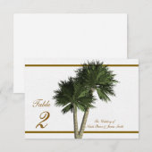 Palmiers Blanc & Or Elégante carte de mariage (Devant / Derrière)