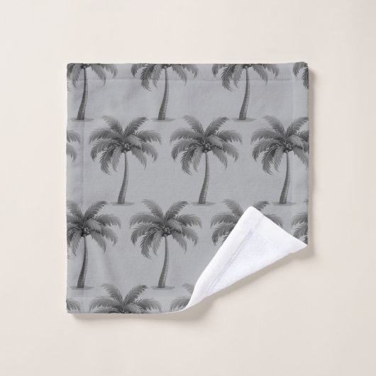 Palmiers botaniques tropicaux modernes sur gris (Gant de toilette)