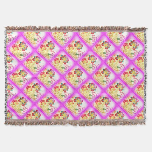 palmiers brodés roses jettent une couverture (Devant)