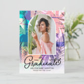 Palmiers colorés Photo Graduation Party Invitation (Debout devant)